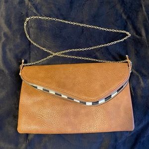 Vegan leather clutch with chain